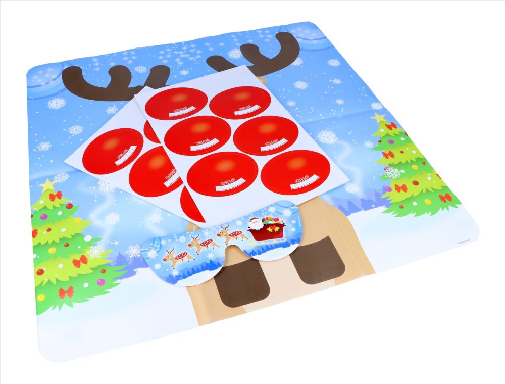 HENBRANDT 1 x Stick the Red Nose on the Reindeer 14pcs Christmas Party Game Rudolph Xmas Family Festive Games Christmas Stocking Filler Party Fillers Activity Game for Boys and Girls - Image 6