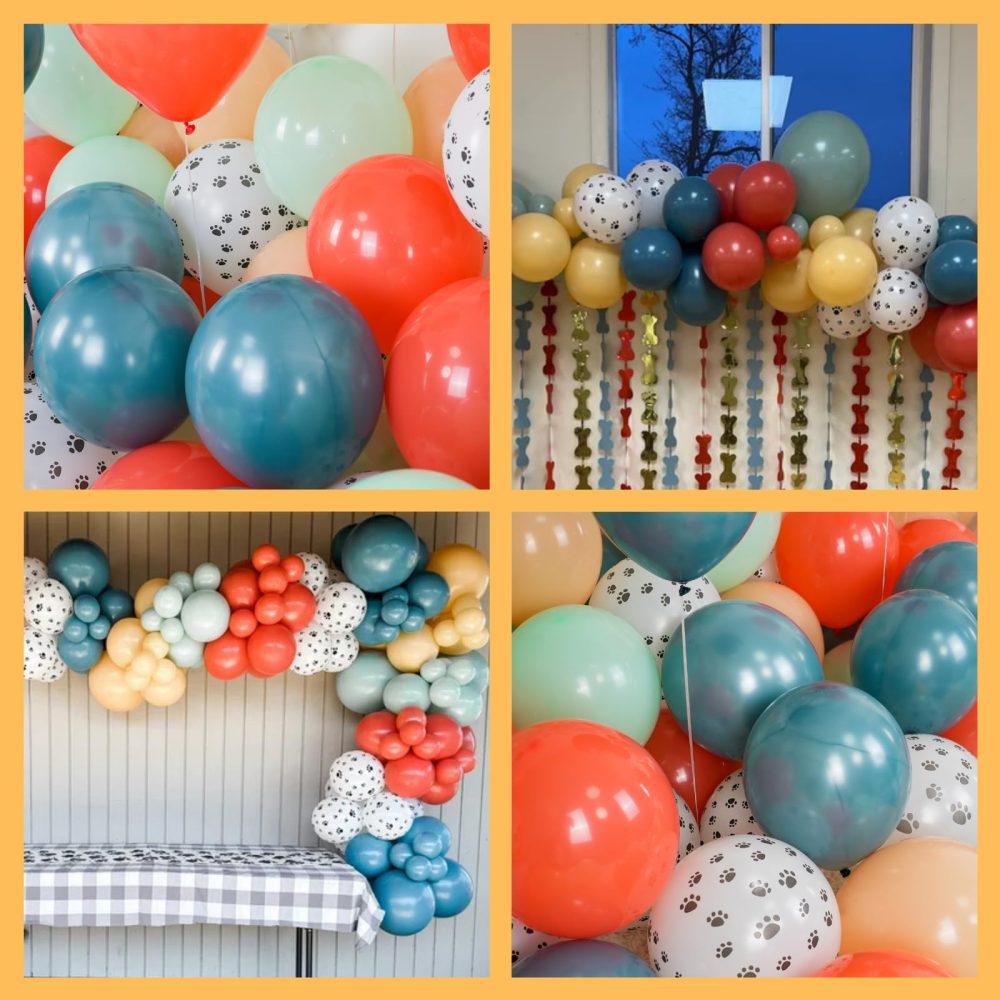 Dog Paw Balloons,12 Inch Blue and Orange Balloons 50Pcs Paw Print Balloons with Blue Orange Green Balloons for Boys and Girls Birthday Baby Shower Dog Birthday Party Decoration - Image 5