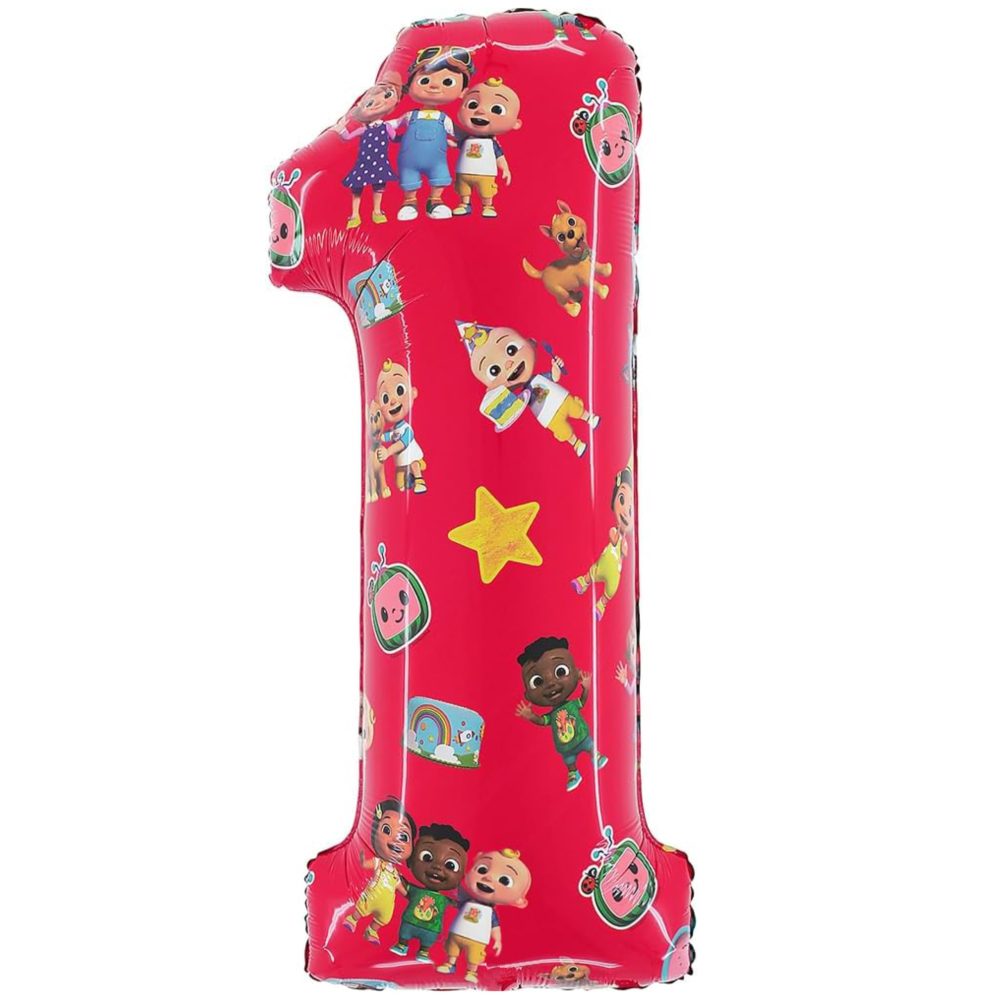 Toyland® 27 Inch Cocomelon Number Foil Balloon - Kids Party Balloons - Number 1-2 Available