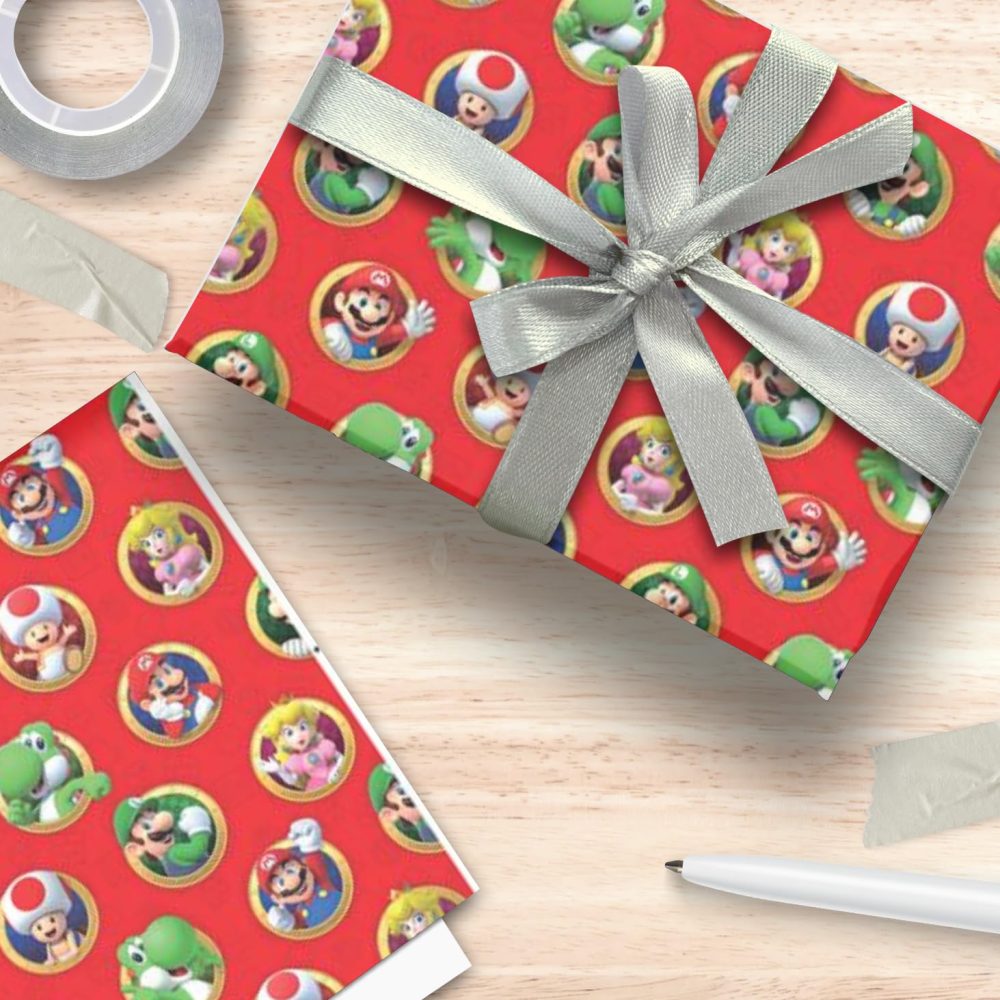 Danilo Promotions Limited Super Mario 4 Metres Wrapping Paper, Gift Wrap Roll 4metres x 70cm Opened. Super Mario Officially Licensed Product, Responsibly Sourced, FSC Multi-Colour - Image 4
