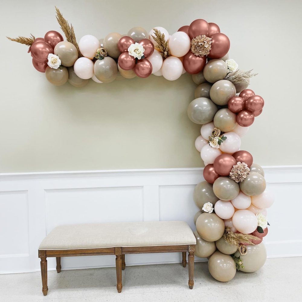 Beige Balloon Arch Kit, Nude Metallic Rose Gold Tan Latex Neutral Balloon Garland Kit, Apricot Cream Ivory White Sand Boho Balloon for Girls Women Birthday Baby Bridal Shower Wedding Party Decorations - Image 3