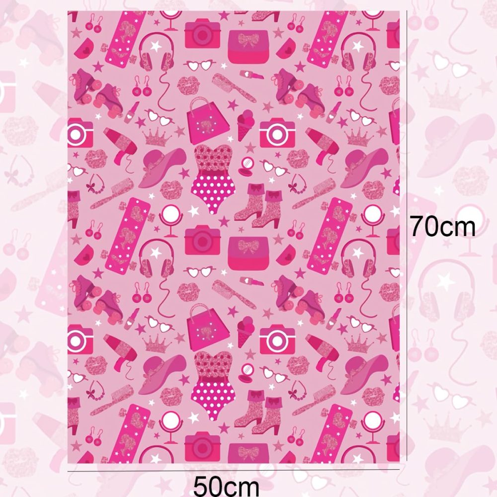 8 Sheets Girl Princess Wrapping Paper 50x70cm Hot Pink Girl Party Gift Wrap Paper Pink Birthday Wrapping Paper for Girls Birthday Baby Shower Craft Gift DIY Decor - Image 6