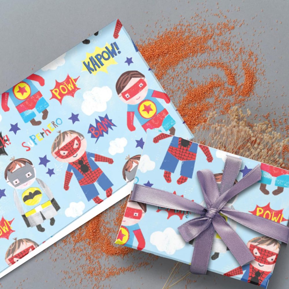 Glick Luxury Flat Wrap, One Sheet Super Hero Pop Comic Wrapping Paper, Perfect for Gift Wrapping, Birthday Wrapping Paper, Wrapping Paper for Children, 50 x 70 cm when open - Image 3