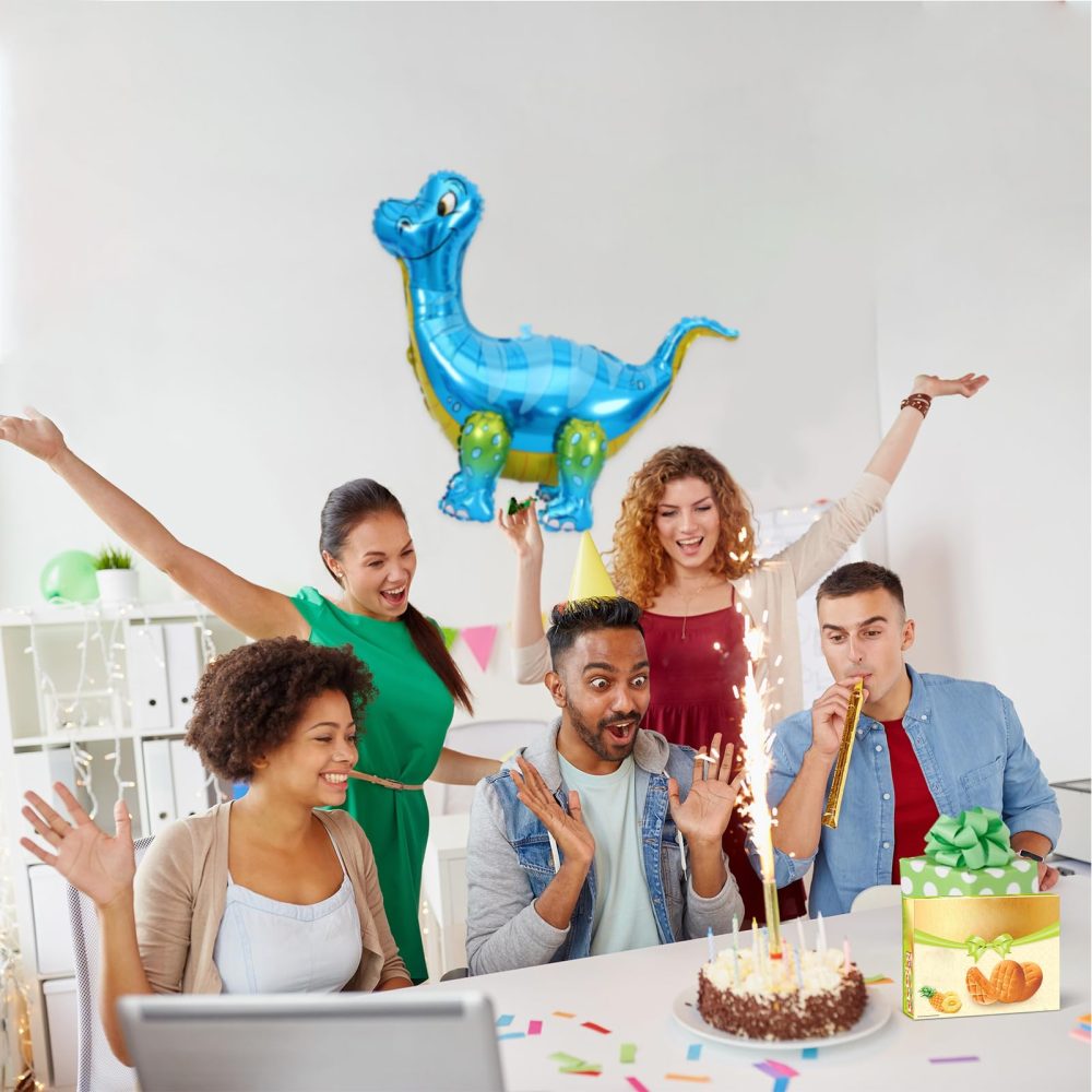 3D Dinosaur Balloon for Birthday Party Decorations, Kids Dinosaur Party Balloon, Aluminium Foil Balloons for Birthday Party Animal Theme Party,Long-Necked Dinosaur Blue - Image 3