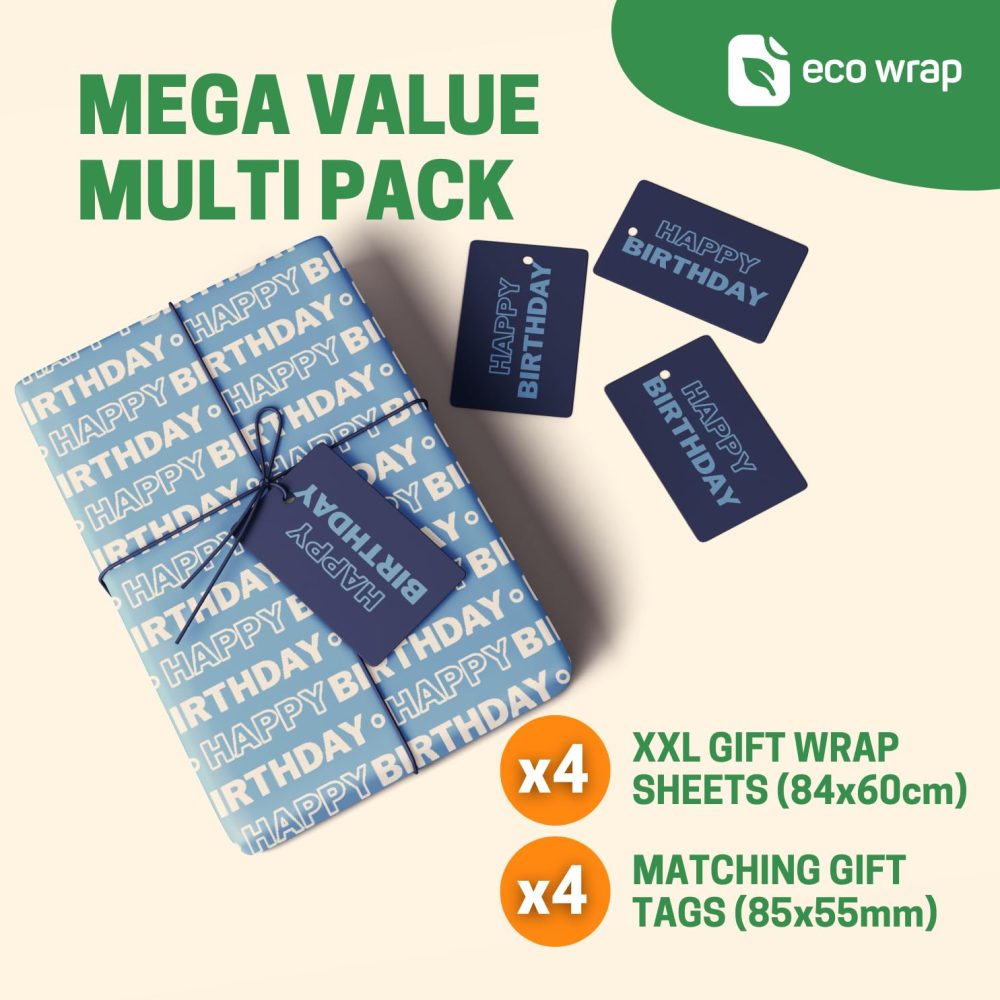 4 x Sky Blue Wrapping Paper - HUGE 84cm x 60cm Eco Friendly Recyclable Premium Manchester City Coventry Birthday Gift Wrap (4 Sheets & 4 Tags) - Image 6