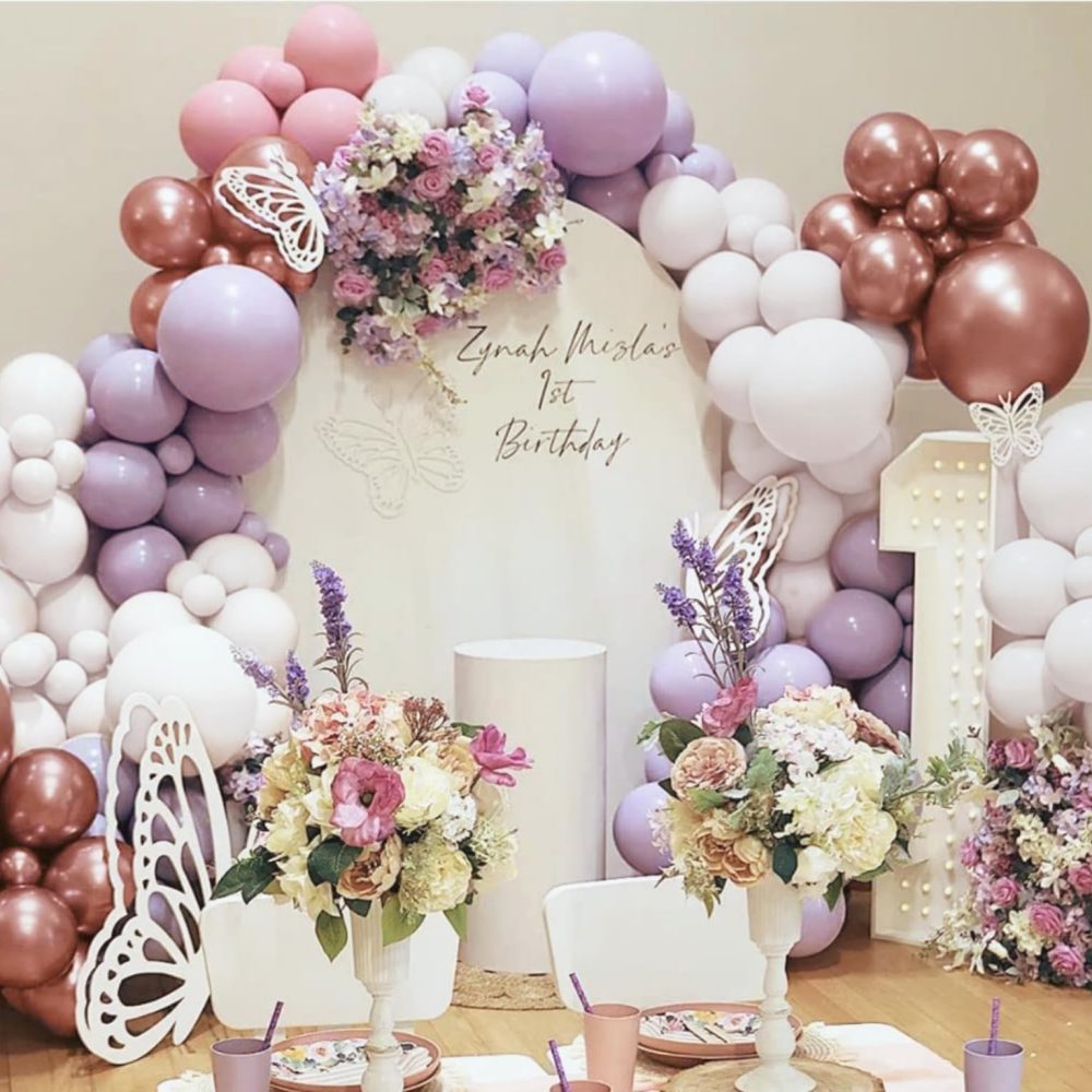 Pink Purple Balloon Arch Kit, 130pcs Pastel Pink Balloons Garland Kit With Metallic Rose Gold Balloon, Party Balloons for Birthday Wedding Valentine's Day Princess Baby Shower Party Decoration - Image 5