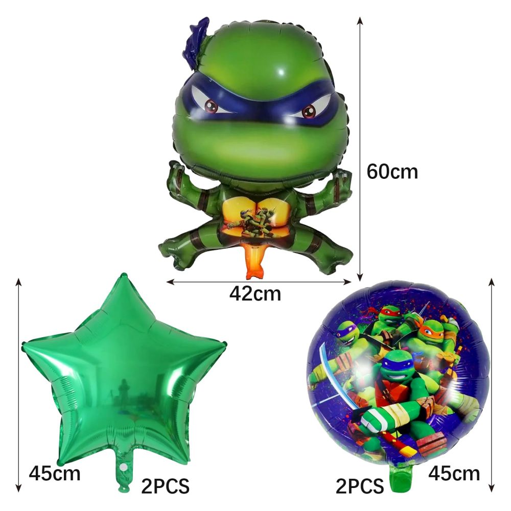 FAMILIO 5pcs Teenage Mutant Balloon Cartoon Foil Balloon Classic Japanese anime Theme Party Supplies Party Decoration Balloon decoration Birthday Party Decoration Set for kids - Image 7