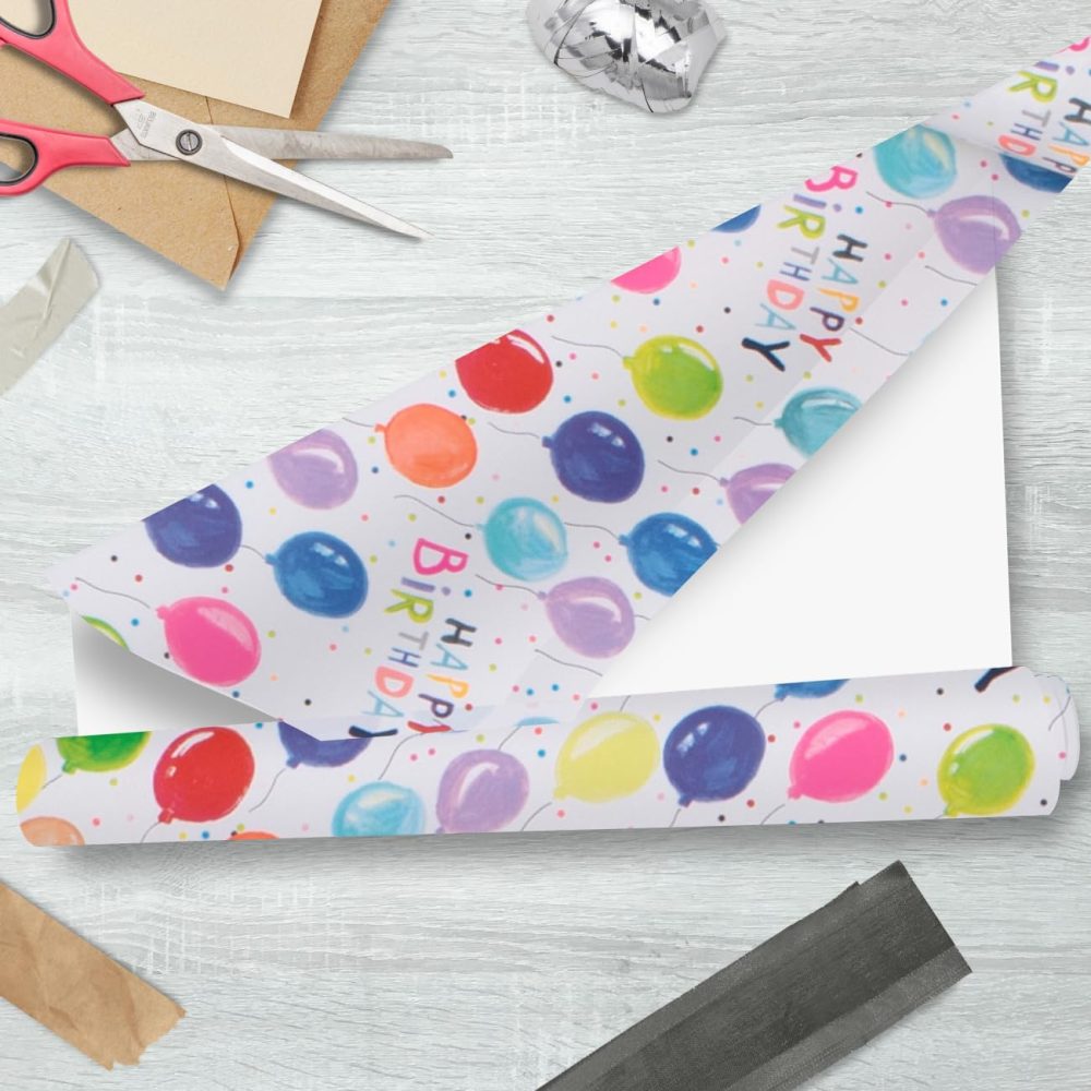 Glick RJ21 Luxury Roll Wrap, Balloons Happy Birthday Wrapping Paper, Perfect for Gift Wrapping, Birthday Wrapping Paper, 2M x 700MM - Image 5