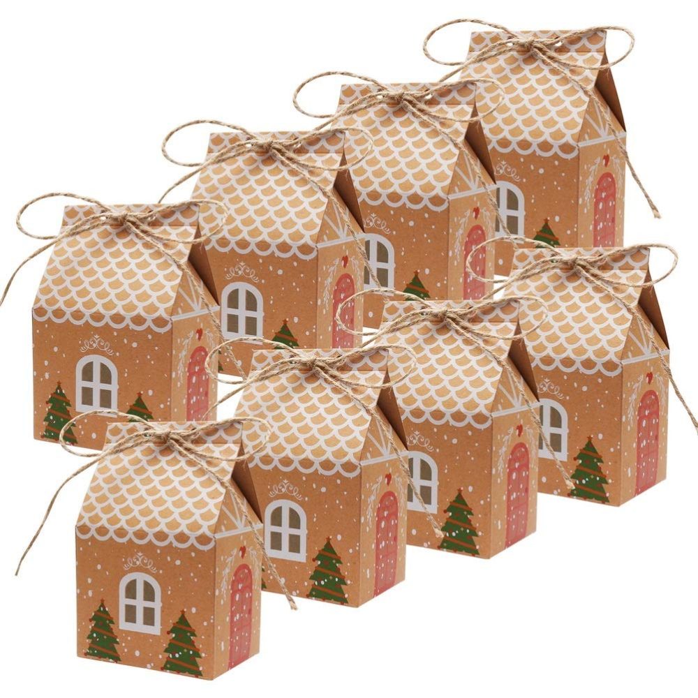 20 Pcs Christmas Tree Party Gift Boxes, Kraft Paper Candy Bags Gift Packaging Decor for Kids Girls Boys Birthday Christmas