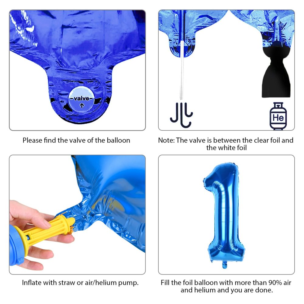 Number 1 Balloons Set, 40 Inch Blue 1 balloon with Star Foil Balloons Long Balloons Blue White Silver Balloons DIY One Balloon Stand for Boys 1st Birthday Party Baby Shower Decorations - Image 5