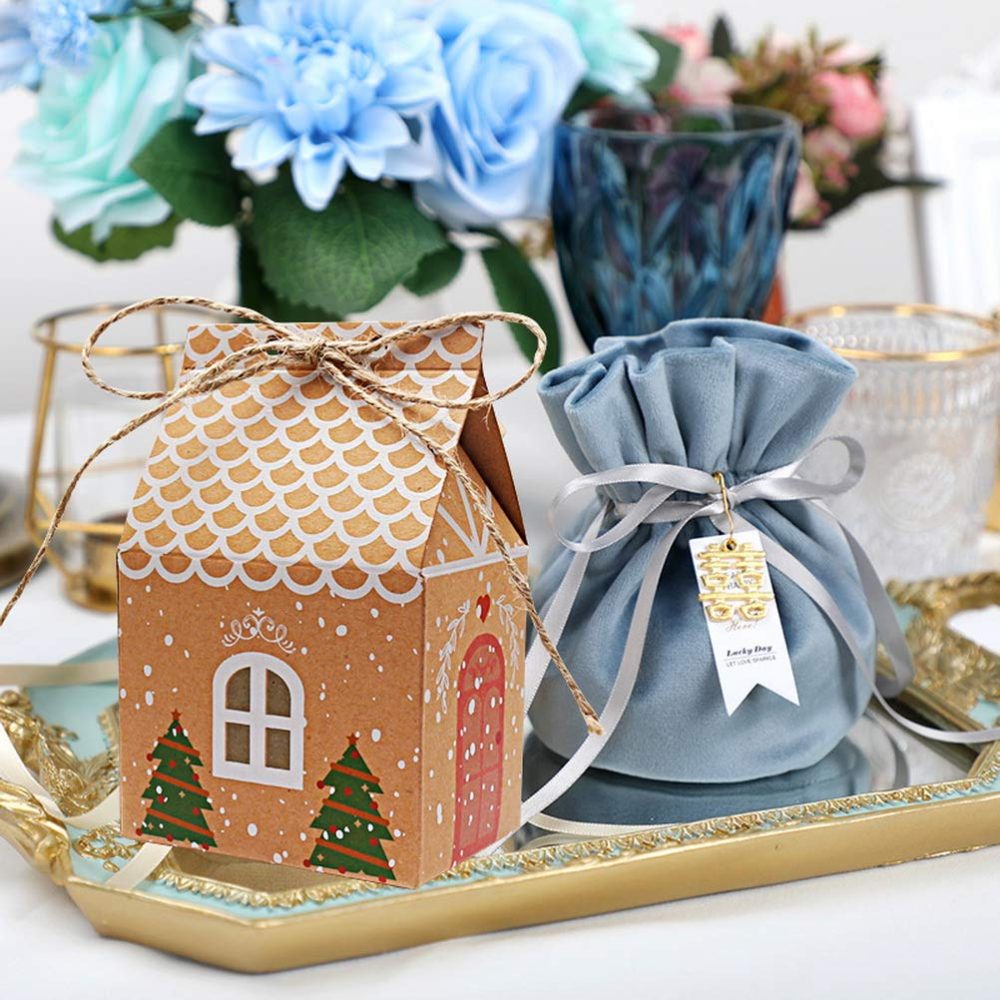 20 Pcs Christmas Tree Party Gift Boxes, Kraft Paper Candy Bags Gift Packaging Decor for Kids Girls Boys Birthday Christmas - Image 2