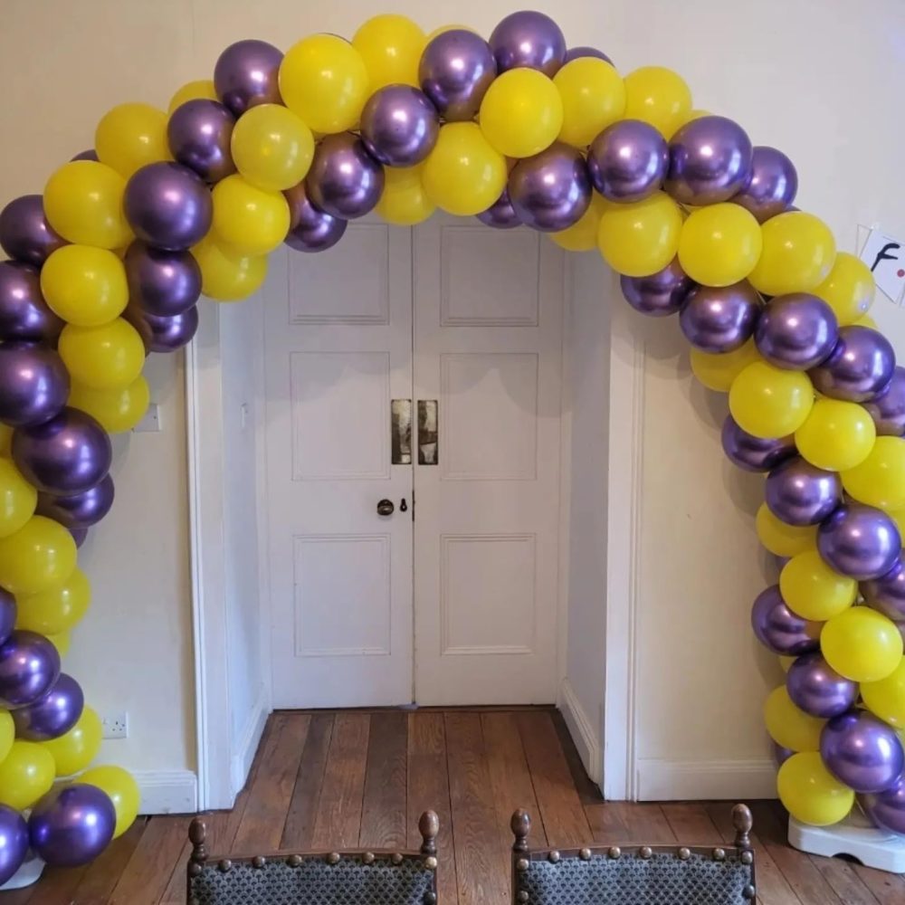 Purple and Yellow Balloon Arch Kit, 108 Pcs Yellow and Purple Arch Kit with Dark Metallic Purple Confetti Latex Balloons Star Foil for Boys Sport Theme Basketball Birthday Graduation Party Decorations - Image 7
