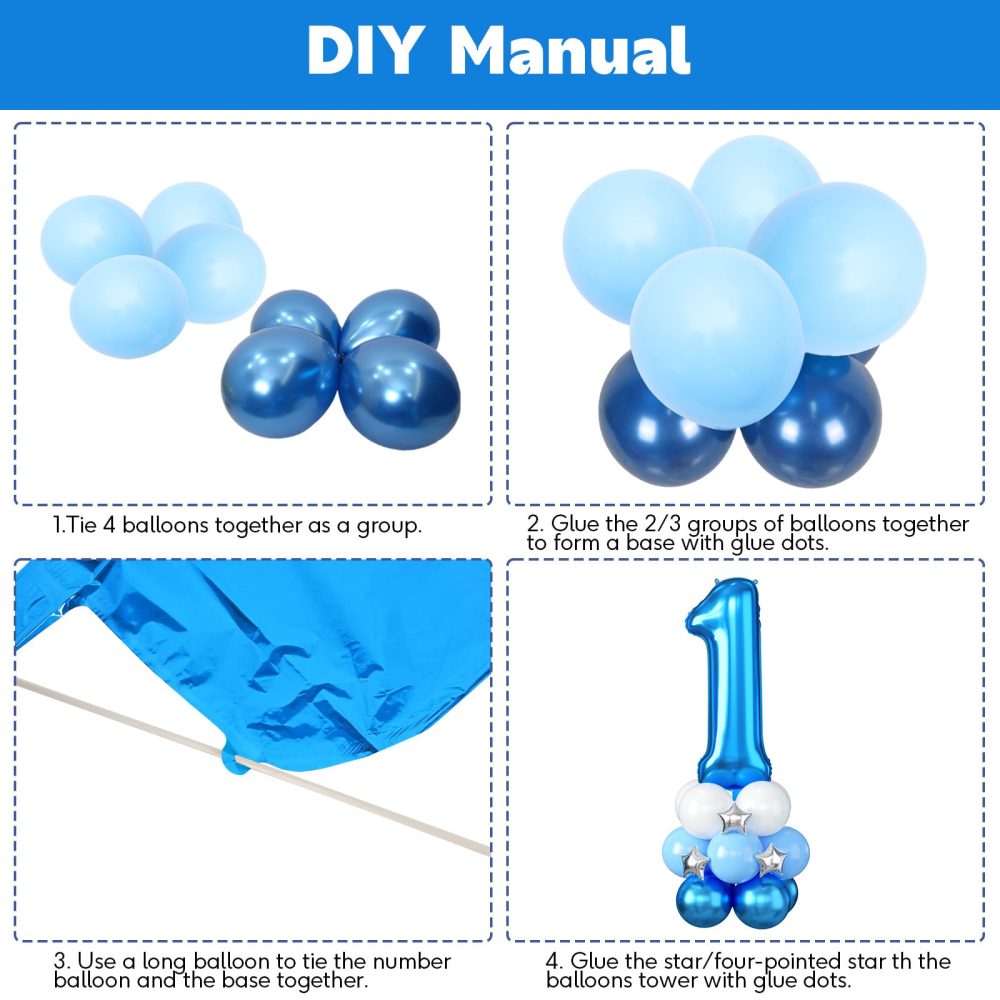 40 Inch Blue Number 1 Balloon, Giant Number 1 Foil Balloon, Large Number One Balloons Tower Stand with Star, Big Helium Digital Balloons Stack for Boys First 1st Birthday Baby Shower Anniversary Party - Image 3