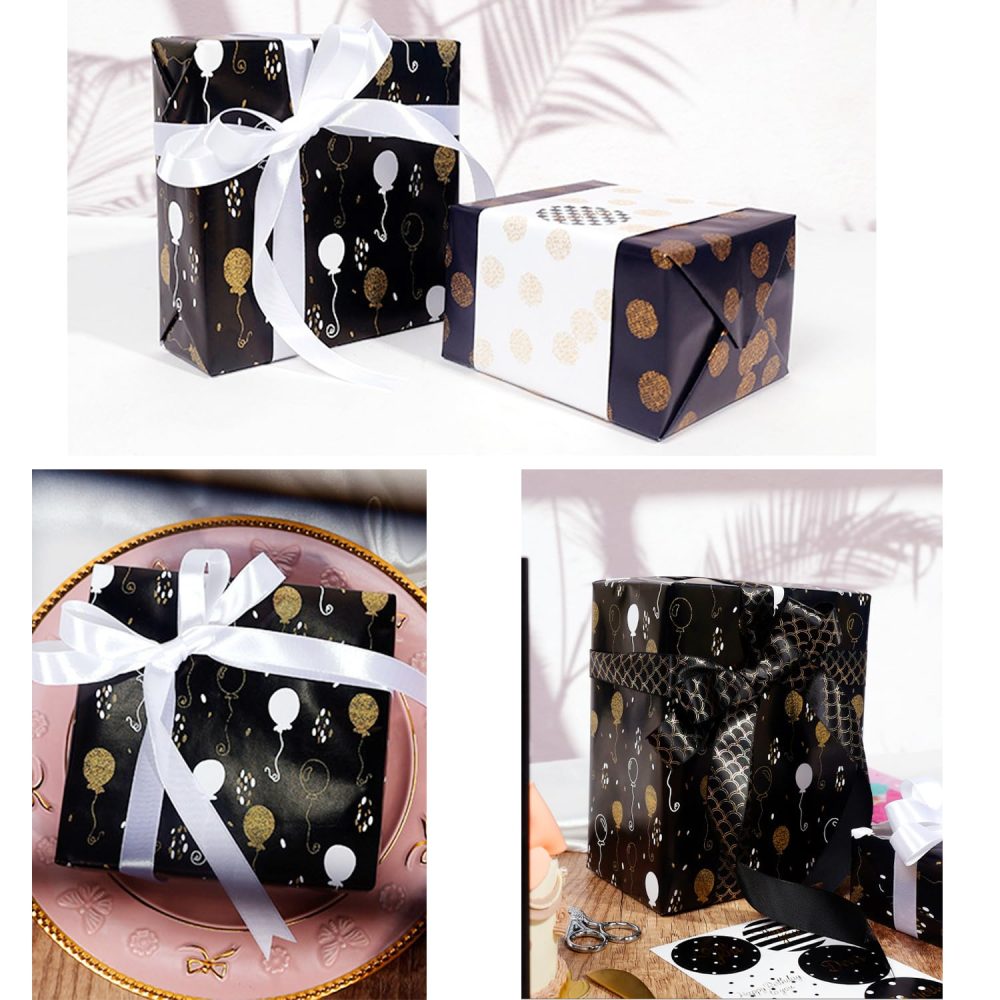 3 Rolls 16.9in * 10ft Metallic and Brilliant Gift Wrapping Paper, Birthday Wrapping Paper Roll, Suitable for Birthday, Party, Wedding, Baby Shower, Festival Gift Decorations - Image 2