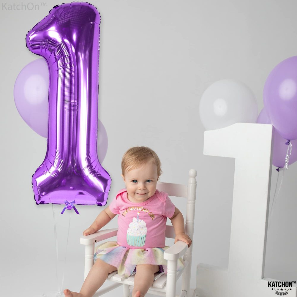 KatchOn, Giant Purple Number 1 Balloons - 40 Inch | 1st Birthday Girl Decoration | Purple 1 Balloon for First Birthday | Winter Onderland 1st Birthday Decorations | Purple 1st Birthday Decorations - Image 8