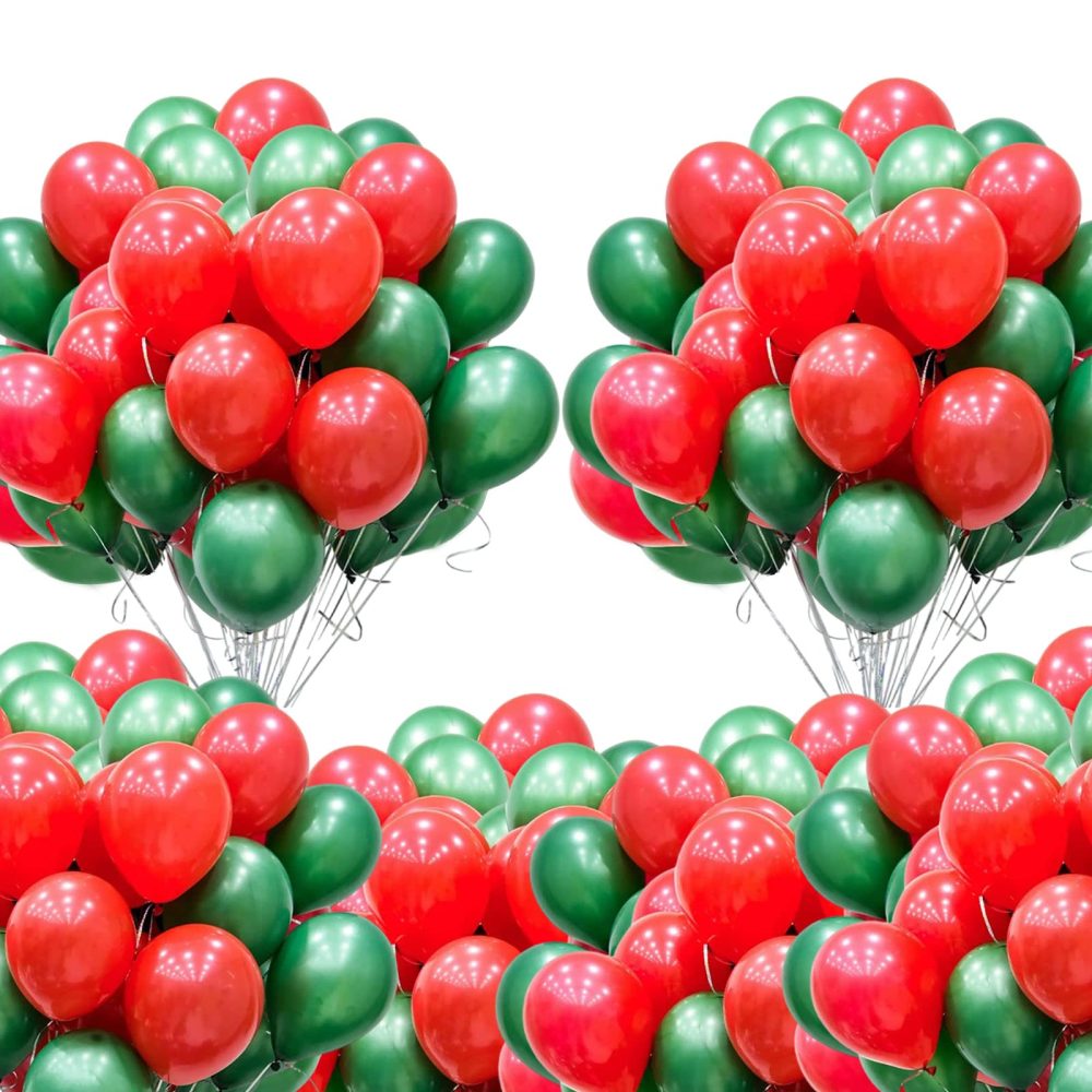 100Pcs 5 Inch Red Green Balloons Christmas Party Balloons,Matte Mini Balloons Christmas Decorative Thick Latex Balloons Small Helium Balloons for Xmas Birthday Party Wedding Engagement Decoration