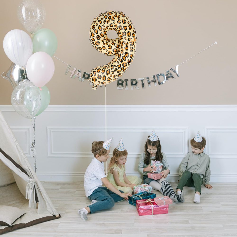 Number Balloons for Birthday Party, 32 Inch Gold Leopard Balloons Large Cheetah Balloons Jungle Theme Leopard Print Number Balloons Animal Theme Party Decorations (9) - Image 3