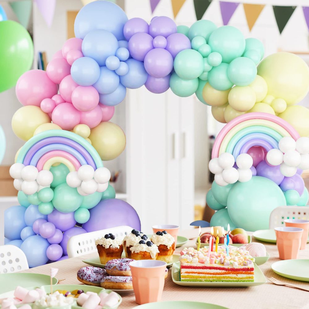 165 PCS Pastel Balloon Arch Kit, Rainbow Unicorn Party Balloon Garland Kit, Colorful Candy Macaron Balloons Differents Sizes 18/12/10/5 Inches for Baby Shower Wedding Girl Birthday Party Decoration - Image 3