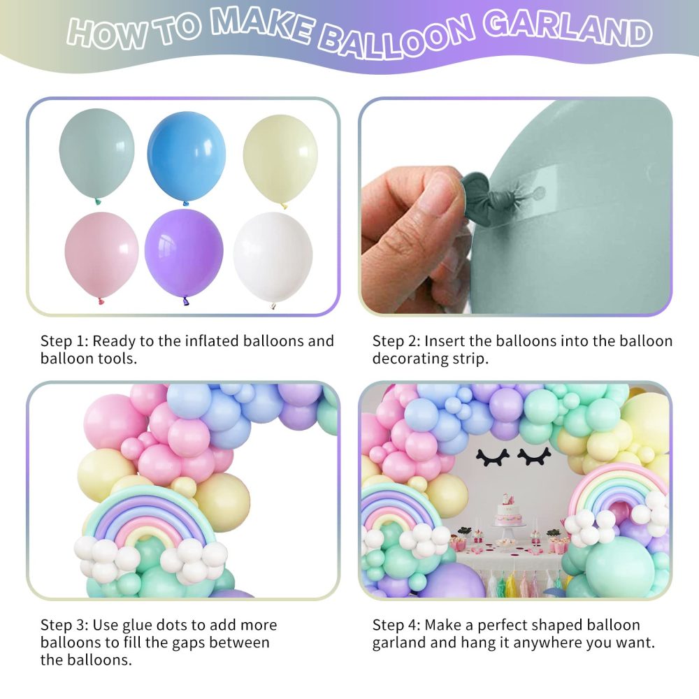 165 PCS Pastel Balloon Arch Kit, Rainbow Unicorn Party Balloon Garland Kit, Colorful Candy Macaron Balloons Differents Sizes 18/12/10/5 Inches for Baby Shower Wedding Girl Birthday Party Decoration - Image 4