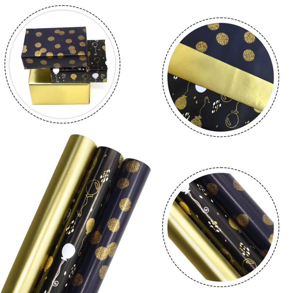 3 Rolls 16.9in * 10ft Metallic and Brilliant Gift Wrapping Paper, Birthday Wrapping Paper Roll, Suitable for Birthday, Party, Wedding, Baby Shower, Festival Gift Decorations - Image 5