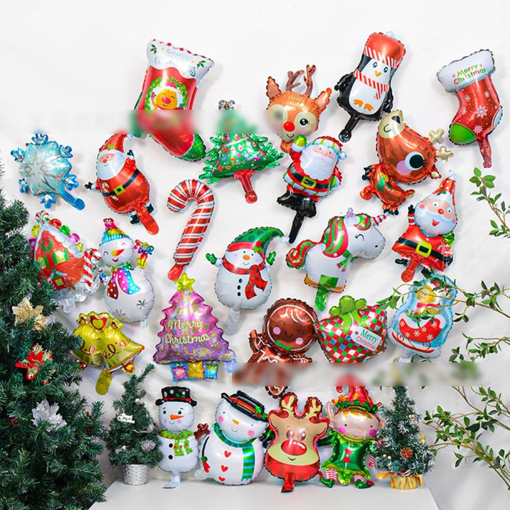 26 Pcs Christmas Foil Balloons Christmas Party Balloons Christmas Theme Balloons Decorations Santa Claus Christmas Snowman Tree Bell Candy Cane Gift Elk Reindeer Sock Gingerbread - Image 7
