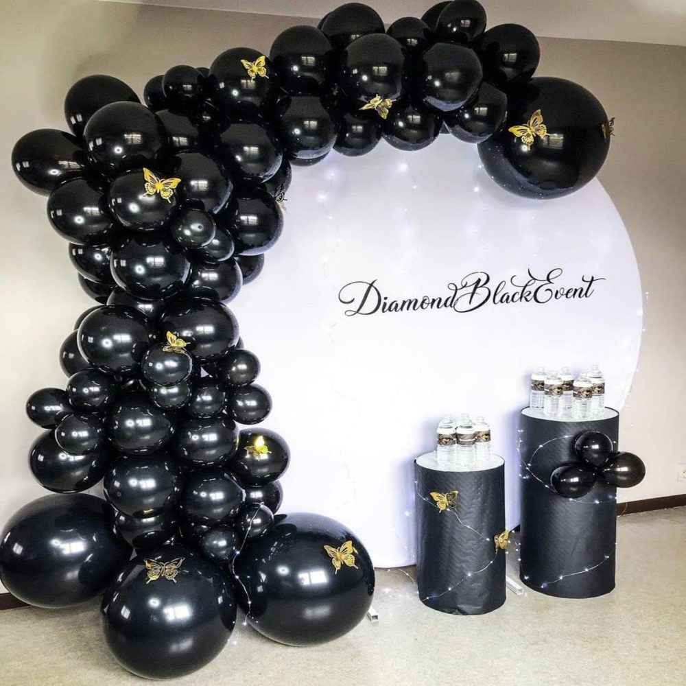 Black Balloons, 130PCS Black Balloon Arch Kit, 18 12 10 5 Inch Black Latex Balloon Garland, Matte Black Balloons for Birthday Graduation Wedding Holiday Party Decorations - Image 5