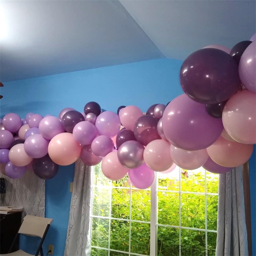Dusty Purple Pink Balloon Arch Garland Kit, Dusty Dark Purple Pastel Pink Metallic Pink Purple Rose Gold Confetti Balloon Arch Kit for Women Girls Birthday Wedding Baby Bridal Shower Party Decorations - Image 4
