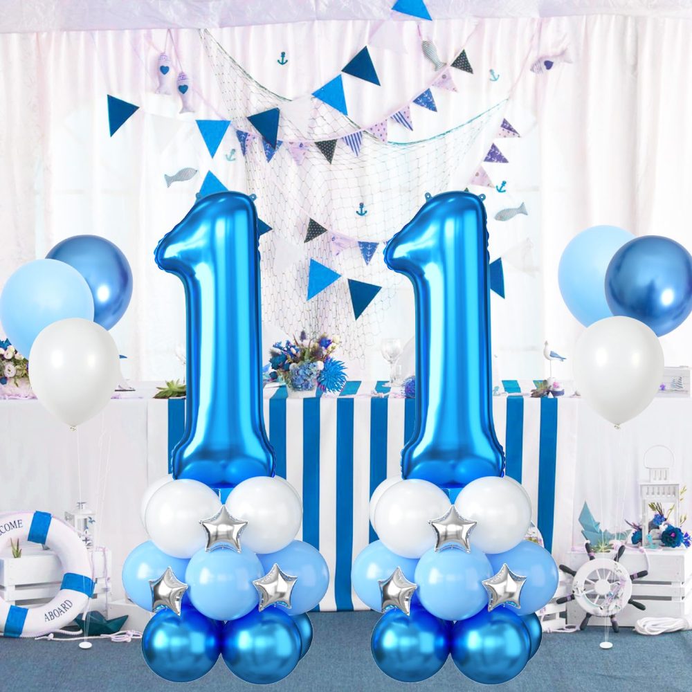 40 Inch Blue Number 1 Balloon, Giant Number 1 Foil Balloon, Large Number One Balloons Tower Stand with Star, Big Helium Digital Balloons Stack for Boys First 1st Birthday Baby Shower Anniversary Party - Image 5