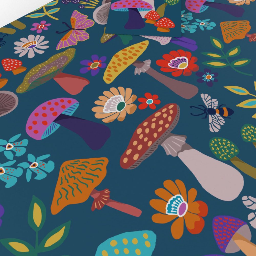 Luxury ECO Gift Wrap - 6 sheets/tags - Purple Magical Mushrooms - Birthday - Recycled & Recyclable Wrapping Paper - Re-wrapped - Image 5