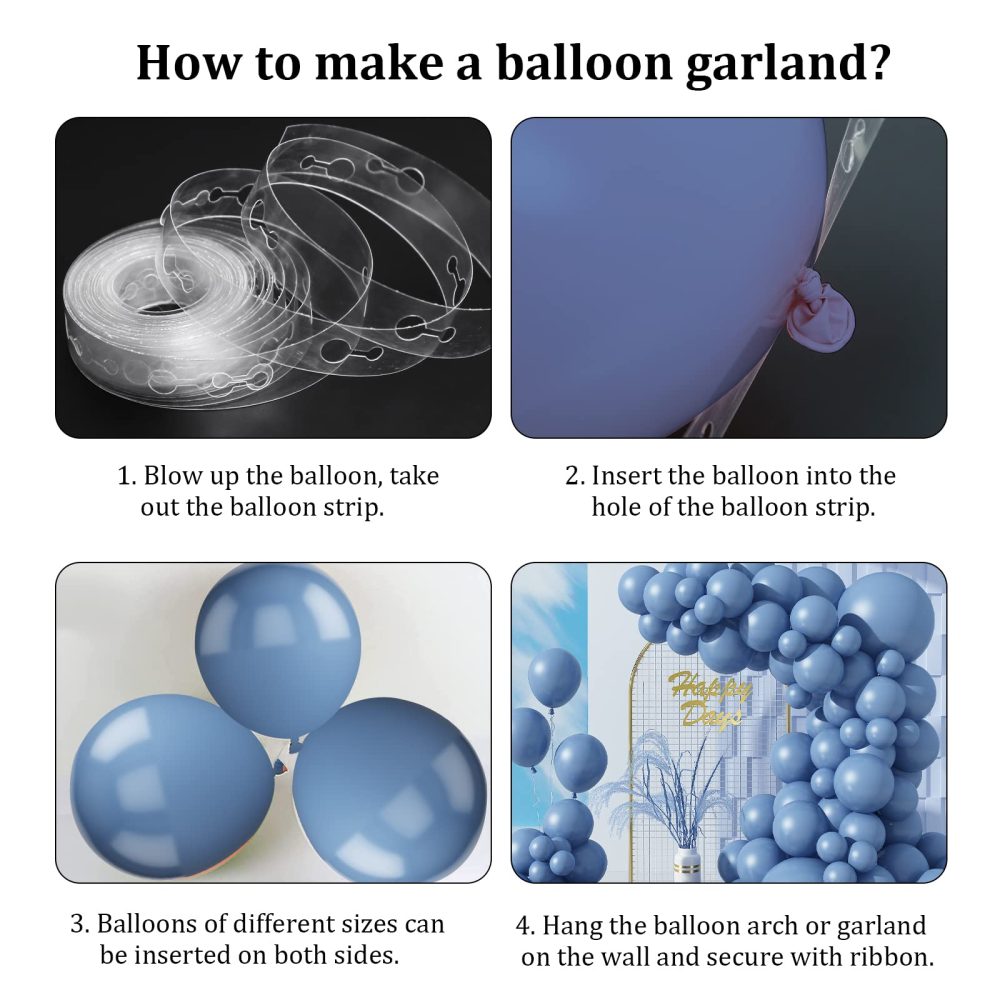 Biapian Dusty Blue Balloons, 104PCS Grey Balloon Garland Arch Kit With 18/12/10/5 Inch Retro Grayish Latex Different Sizes Balloons for Birthday Baby Shower Wedding Party Decorations, Medium - Image 3