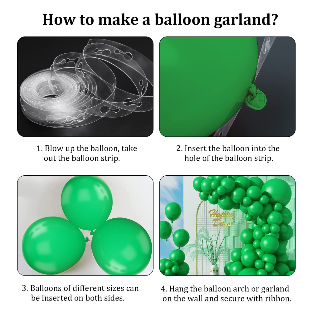 Biapian Dark Green Balloons, 104PCS Balloon Garland Arch Kit With 18/12/10/5 Inch Matte Latex Party Balloons Different Sizes, for Birthday Baby Shower Jungle Forest Decorations, Medium - Image 3