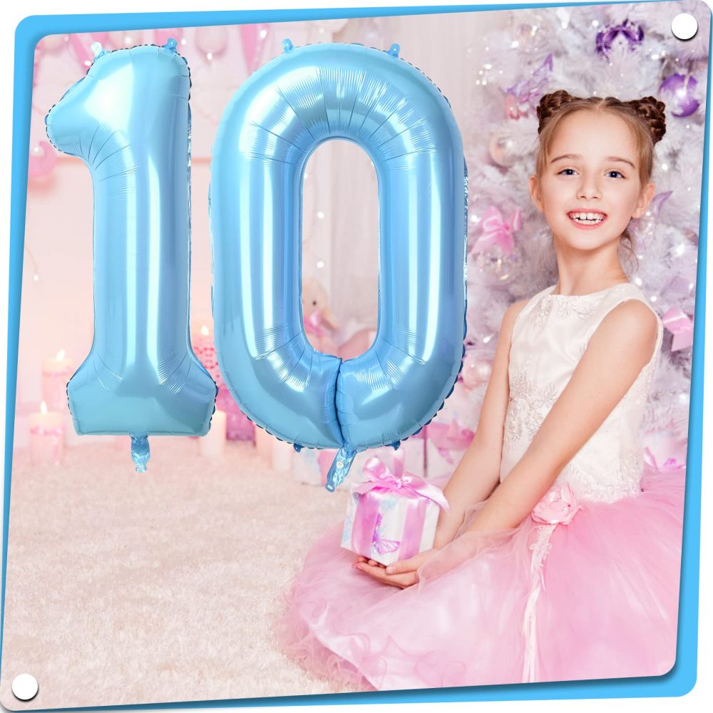 40" Baby Blue Number 1 Balloon for Birthday Party Decorations, Large Self Inflating Helium Foil Number Balloons 0-9 for Age Balloons/Anniversary/Celebration Balloons Decorations (Baby Blue#1) - Image 4