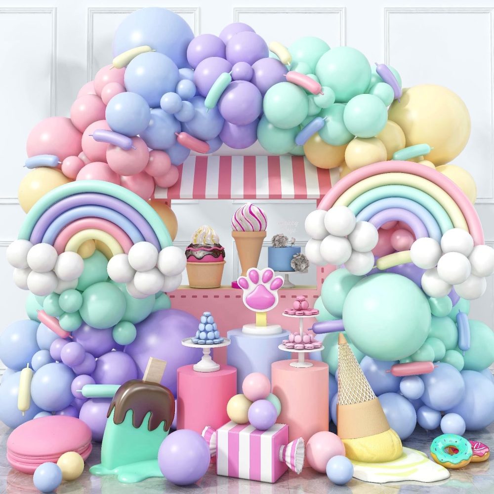 165 PCS Pastel Balloon Arch Kit, Rainbow Unicorn Party Balloon Garland Kit, Colorful Candy Macaron Balloons Differents Sizes 18/12/10/5 Inches for Baby Shower Wedding Girl Birthday Party Decoration