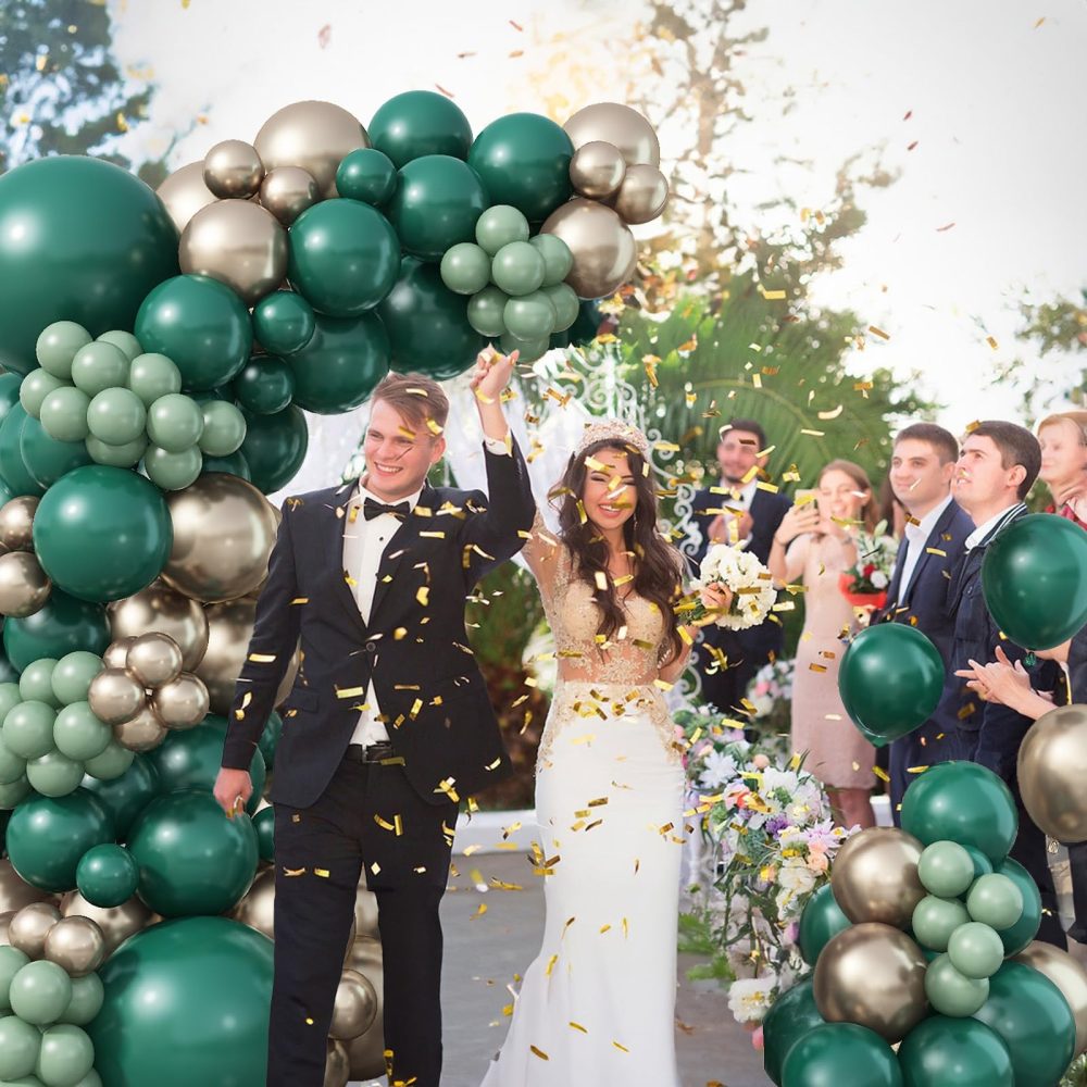 Green and Gold Balloon Arch Garland Kit, Dark Green Emerald Green Balloon Sage Green Latex Balloons with Metallic Gold Helium Balloons for Forest Jungle Birthday Wedding Graduation Party Decorations - Image 6
