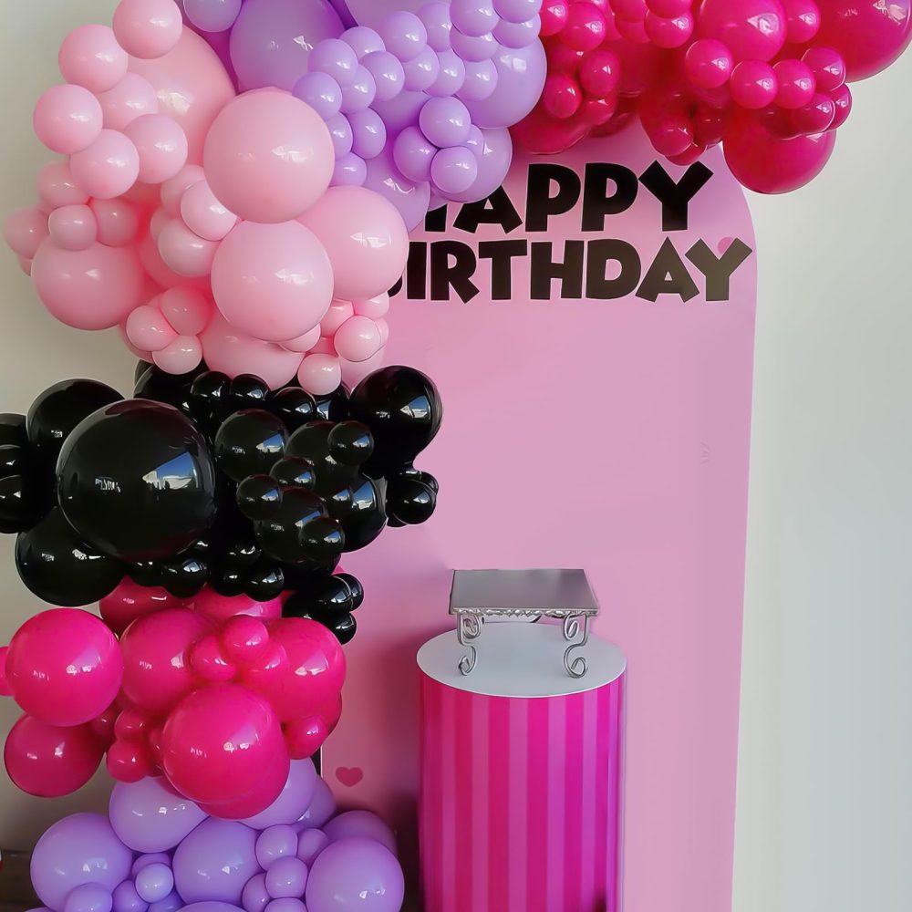 Hot Pink and Purple Balloon Arch Garland Kit, Rose Red Black Pink Purple Latex Balloon, KUMI Party Balloons for Cute Anime Kawaii Cartoon Character Birthday Party Decor Supplies - Image 3