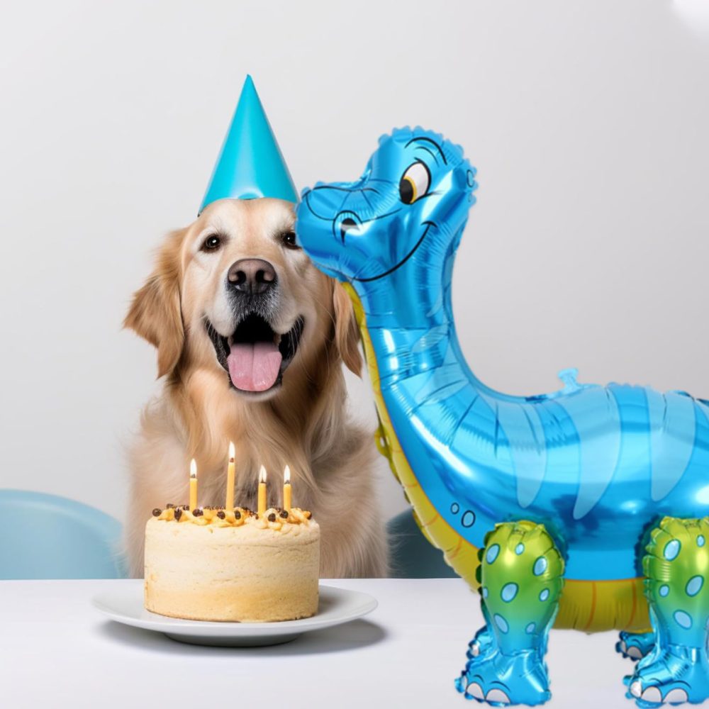 3D Dinosaur Balloon for Birthday Party Decorations, Kids Dinosaur Party Balloon, Aluminium Foil Balloons for Birthday Party Animal Theme Party,Long-Necked Dinosaur Blue - Image 4