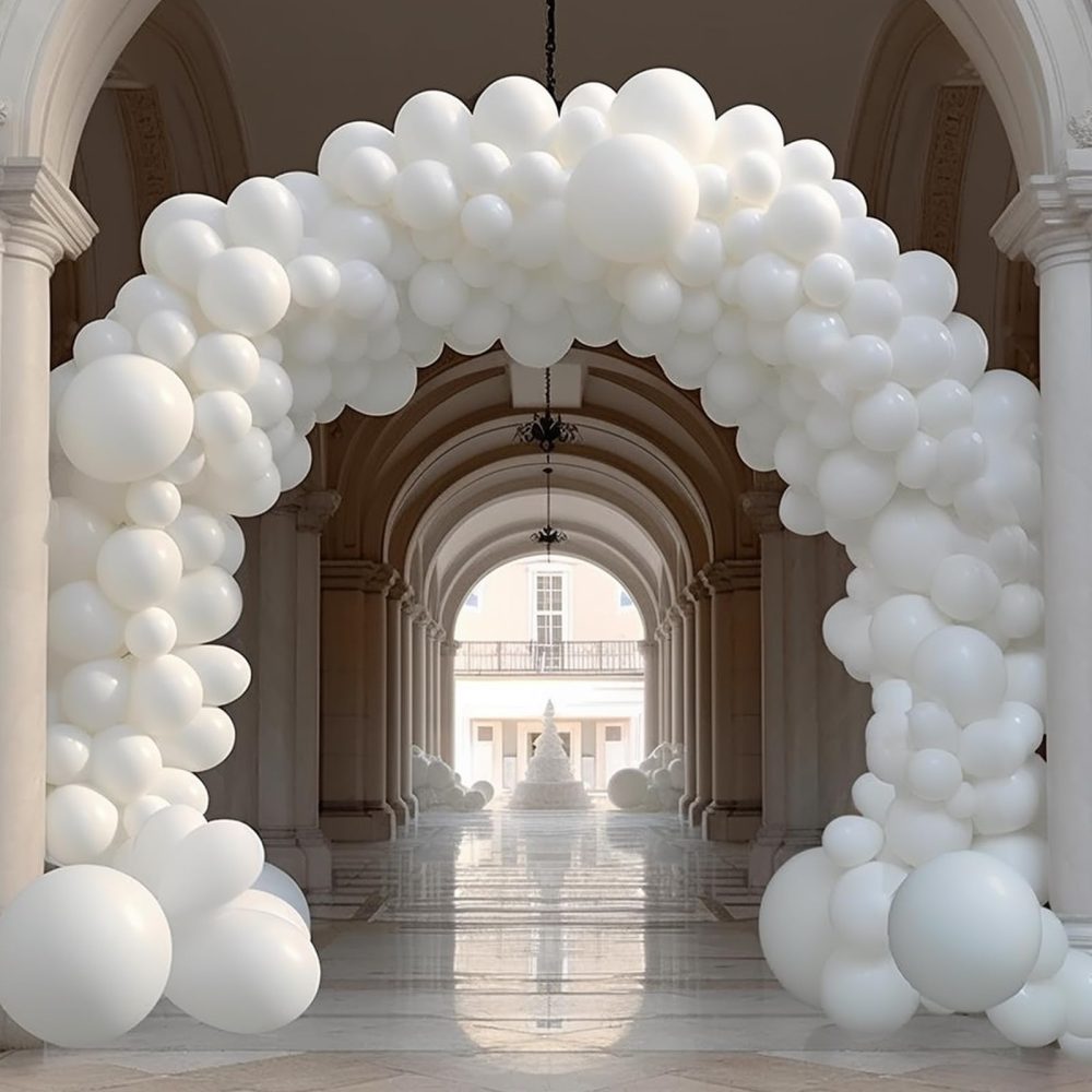 White Balloons, 130PCS White Balloon Arch Kit, 18 12 10 5 Inch White Latex Balloon Garland, Matte White Party Balloons for Birthday Baby Shower Wedding Party Decorations - Image 4