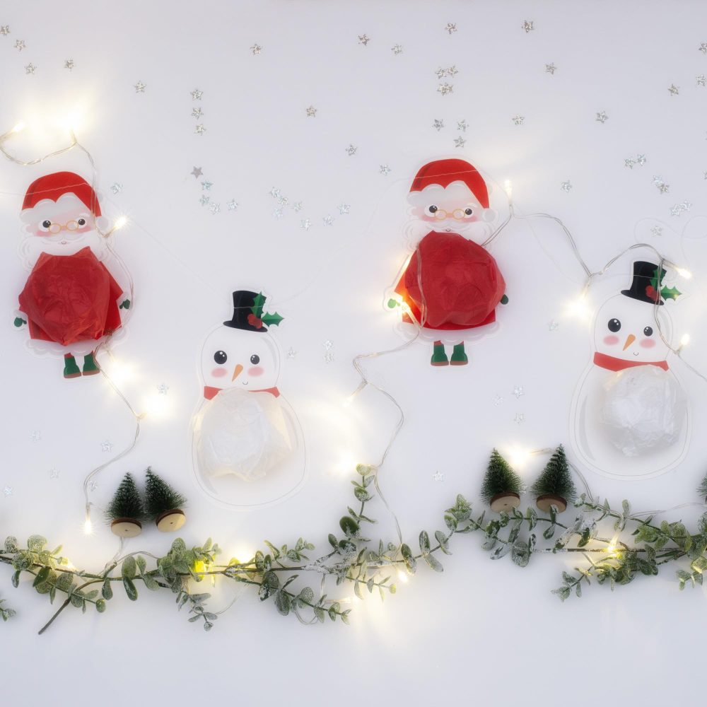 PUKKA party Christmas Paper Balloon Garland – Printed Santa and Snowman Stitched Banner with Red and White Balloons and Sticker Sheet for Festive Home and Office Celebrations for Kids & Adults - Image 2