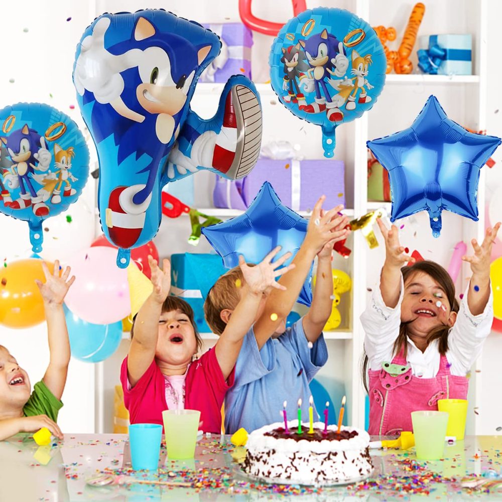 simyron 5 PCS Sonics Party Balloons Sonics Balloons Sonics Party Supplies The Hedgehog Shaped Character Foil Balloon for Kids Birthday Party Decor for Boys Girls - Image 6