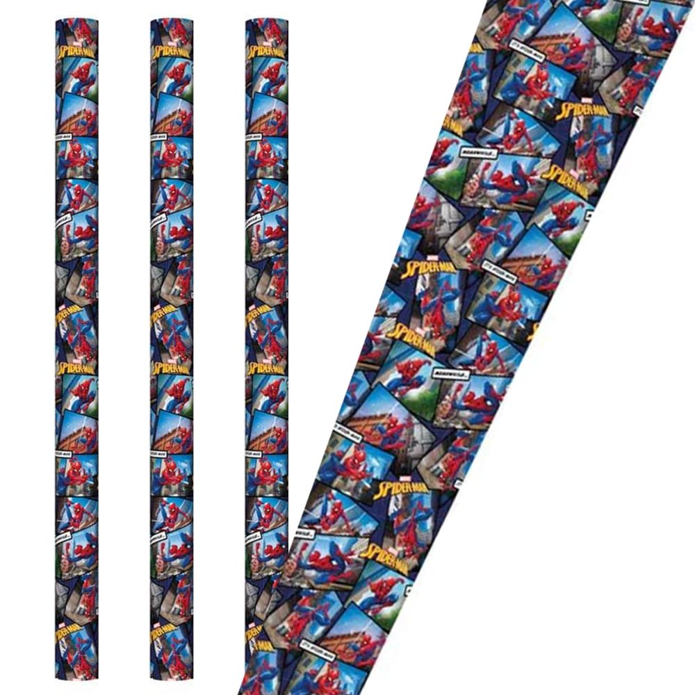 Spiderman Birthday Wrapping Paper 3 x 2M Rolls Gift Wrap - Spiderman 8007