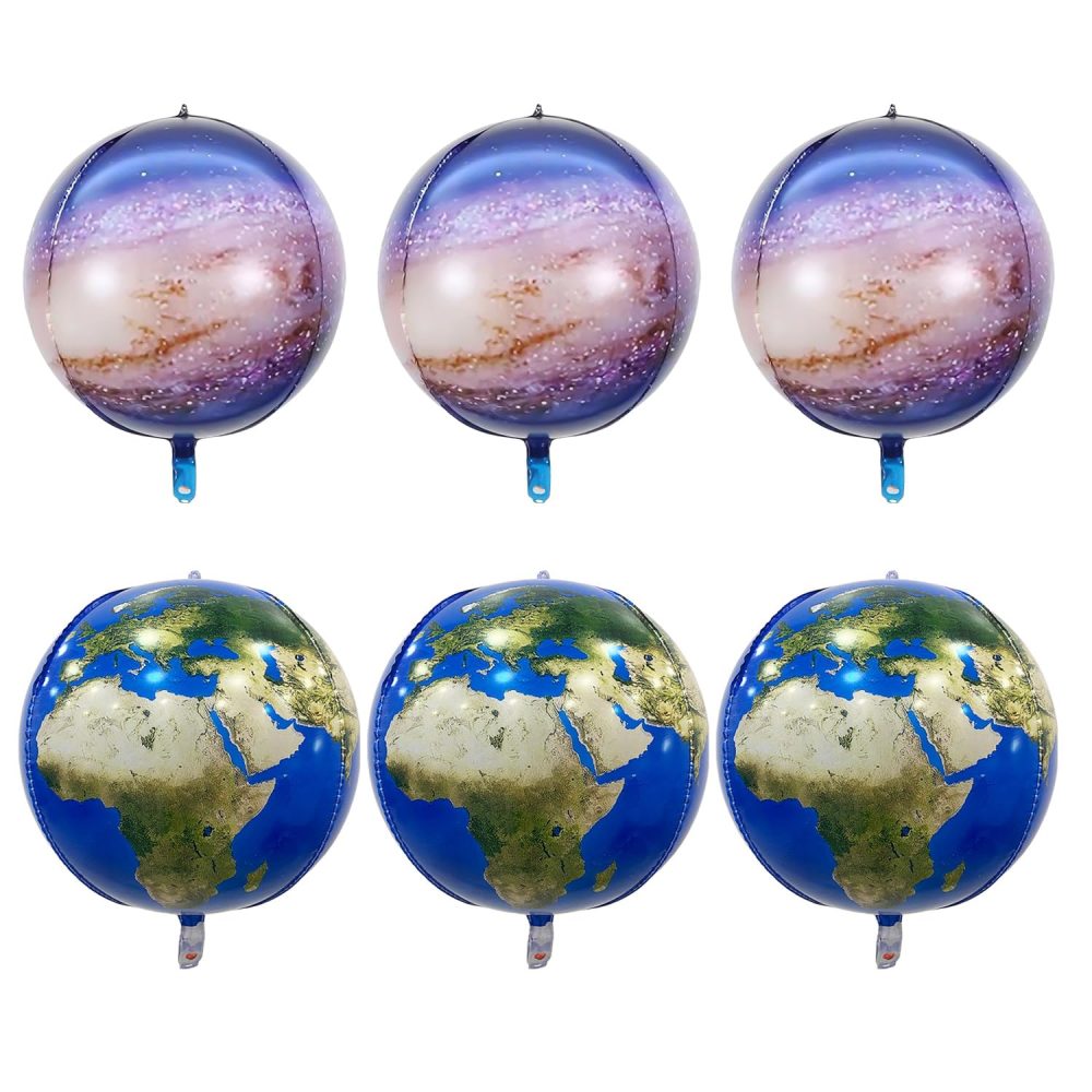 3Pcs Earth Balloons, 3Pcs Starry Sky Balloons, Party Decoration Balloons, World Foil Balloons, Globe Balloons