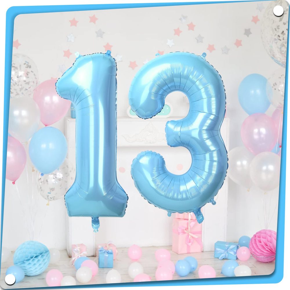 40" Baby Blue Number 1 Balloon for Birthday Party Decorations, Large Self Inflating Helium Foil Number Balloons 0-9 for Age Balloons/Anniversary/Celebration Balloons Decorations (Baby Blue#1) - Image 2