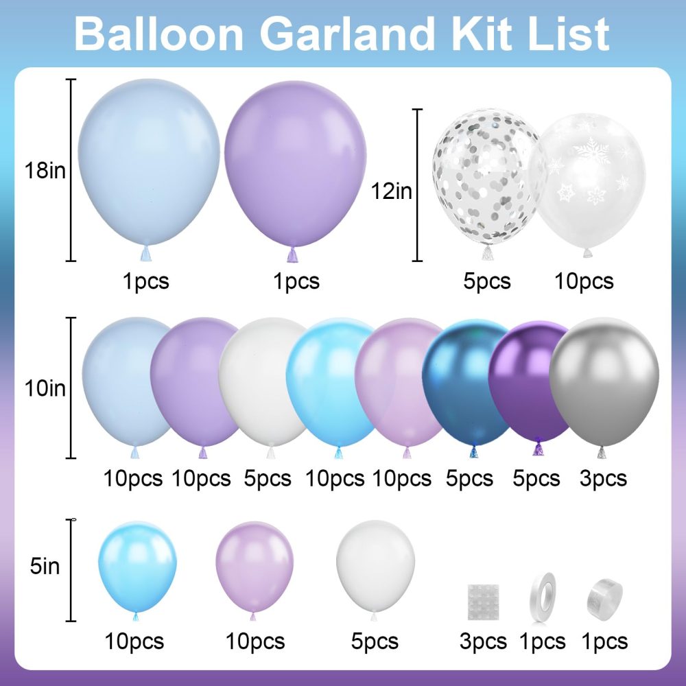 Frozen Balloon Arch Kit,Light Blue Purple White Balloon Garland with Silver Confetti Balloon,Metallic Blue Purple Balloon Decorations for Frozen Theme Birthday Baby Shower Holiday Party Decor Supplies - Image 7