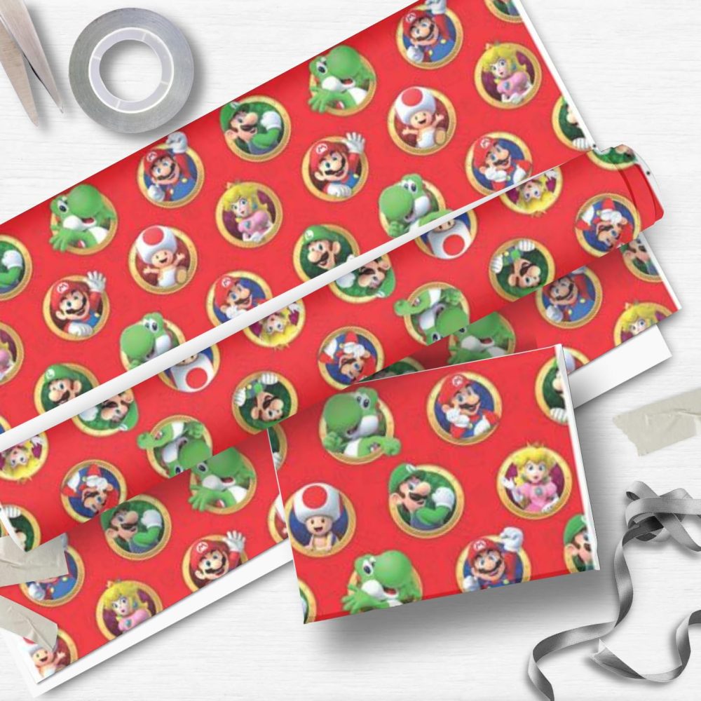 Danilo Promotions Limited Super Mario 4 Metres Wrapping Paper, Gift Wrap Roll 4metres x 70cm Opened. Super Mario Officially Licensed Product, Responsibly Sourced, FSC Multi-Colour - Image 7