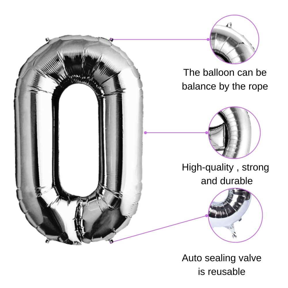 Number 1 Silver Balloons, 40"inch Large Foil Giant Digital Balloon For Adults Kids Babys Birthday Party Wedding Anniversary Celebration Supplies Decoration Number One - First Birthday - Image 4