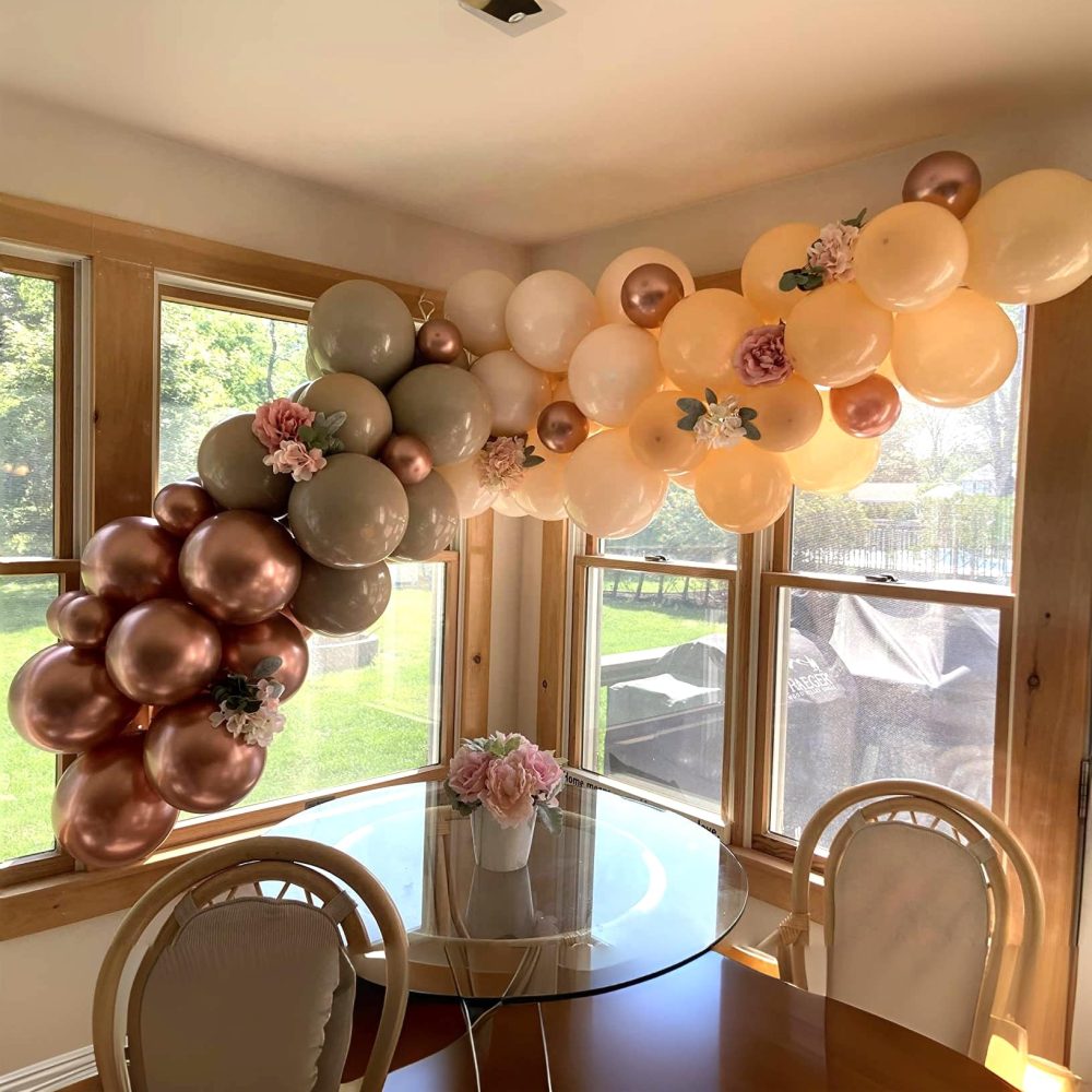 Beige Balloon Arch Kit, Nude Metallic Rose Gold Tan Latex Neutral Balloon Garland Kit, Apricot Cream Ivory White Sand Boho Balloon for Girls Women Birthday Baby Bridal Shower Wedding Party Decorations - Image 2