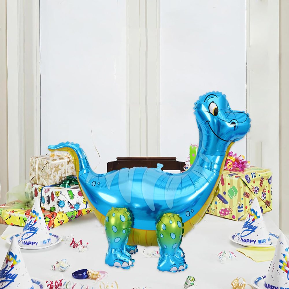 3D Dinosaur Balloon for Birthday Party Decorations, Kids Dinosaur Party Balloon, Aluminium Foil Balloons for Birthday Party Animal Theme Party,Long-Necked Dinosaur Blue - Image 6