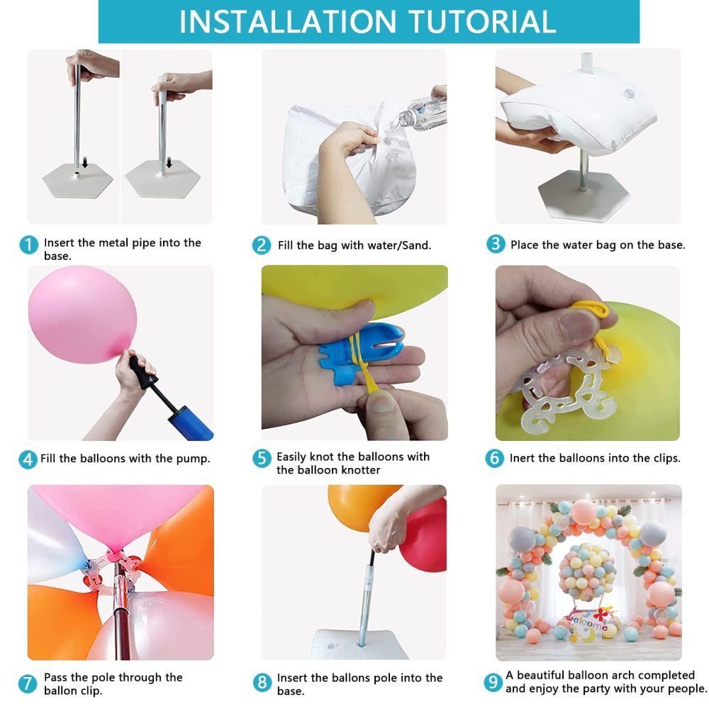 Reusable Balloon Arch Kit,10 Ft Adjustable Balloon Arch Stand Kit (2.7M Tall & 3M Wide) with Water Fillable Base and Fibre Poles, for Wedding Graduation Birthday Party Supplies Christmas - Image 5