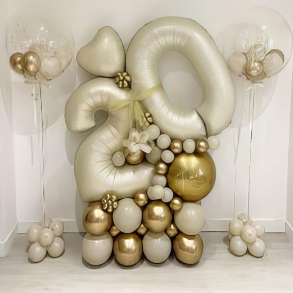 40 Inch Beige 14 Number Balloons,Cream 1 & 4 Mylar Foil Large Balloons,14 Big Digit Number Balloon for Girls Boys 14th Birthday Anniversary Decorations Graduation Party Supplies - Image 4