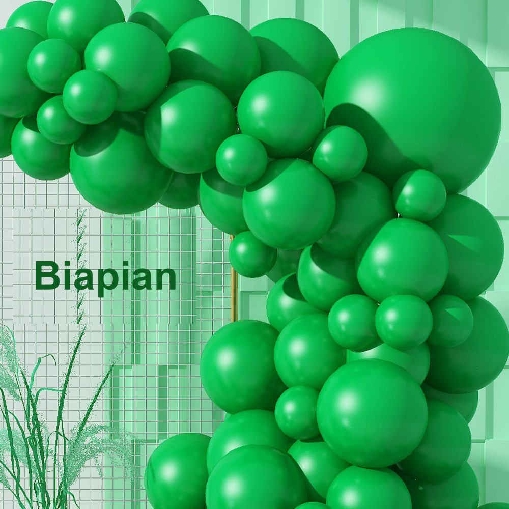 Biapian Dark Green Balloons, 104PCS Balloon Garland Arch Kit With 18/12/10/5 Inch Matte Latex Party Balloons Different Sizes, for Birthday Baby Shower Jungle Forest Decorations, Medium - Image 6